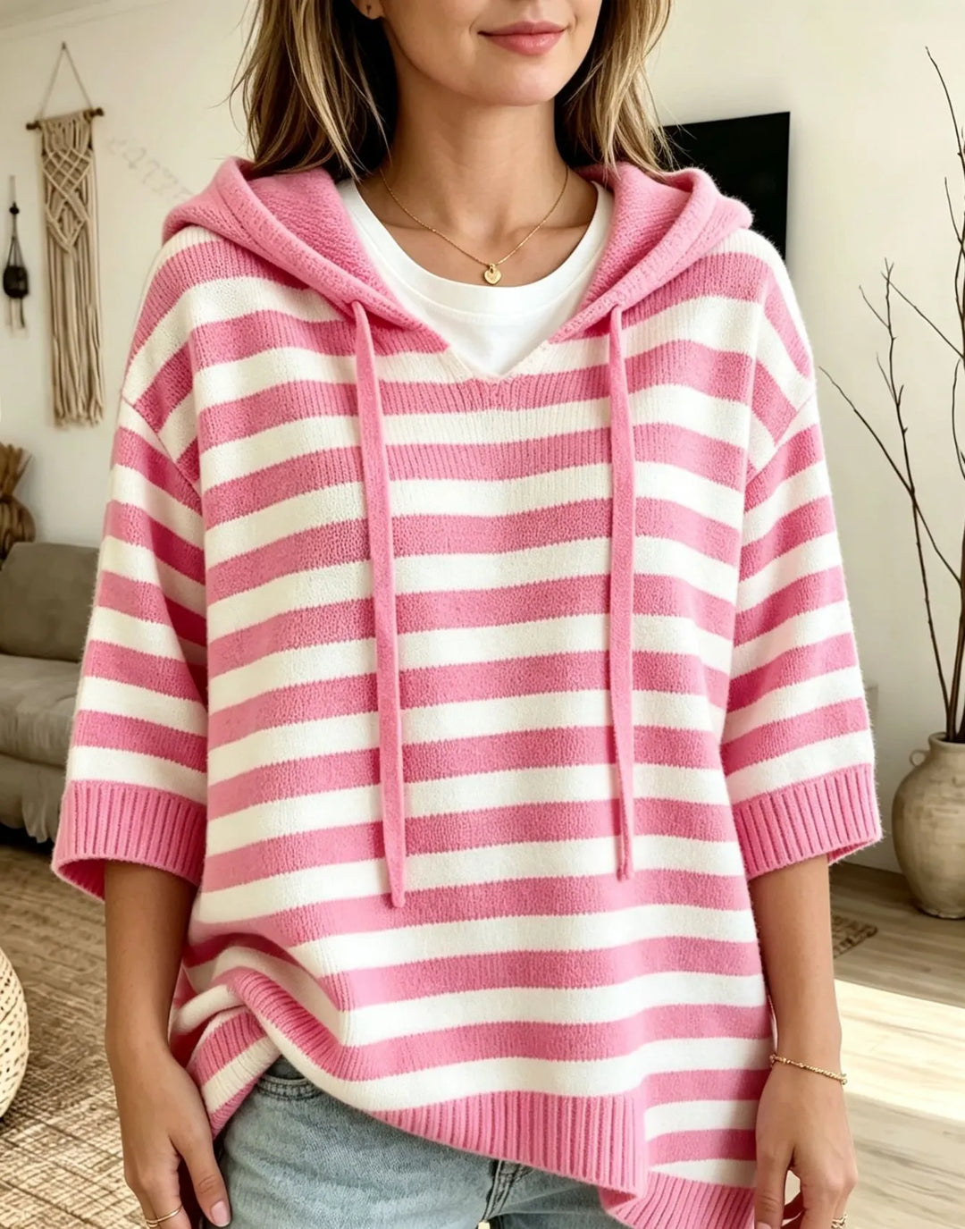 Kiera - Felpa Con Cappuccio Oversize a Righe