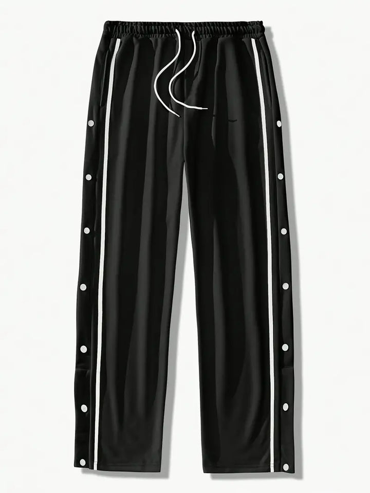 Mendis - Pantaloni Sportivi Casual a Gamba Dritta Con Bottoni a Pressione