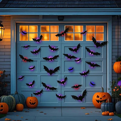 GlowWing - Adesivi Decorativi 3D Luminosi a Forma di Pipistrelli Per Halloween