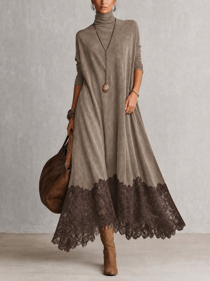 Albria - Abito Lungo a Maniche Lunghe in Stile Vintage