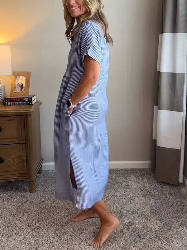 Samara - Elegante Abito Chemisier a Righe