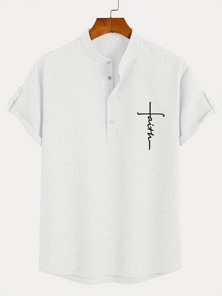 Elliott - Elegante Camicia a Maniche Corte Con Collo Alto