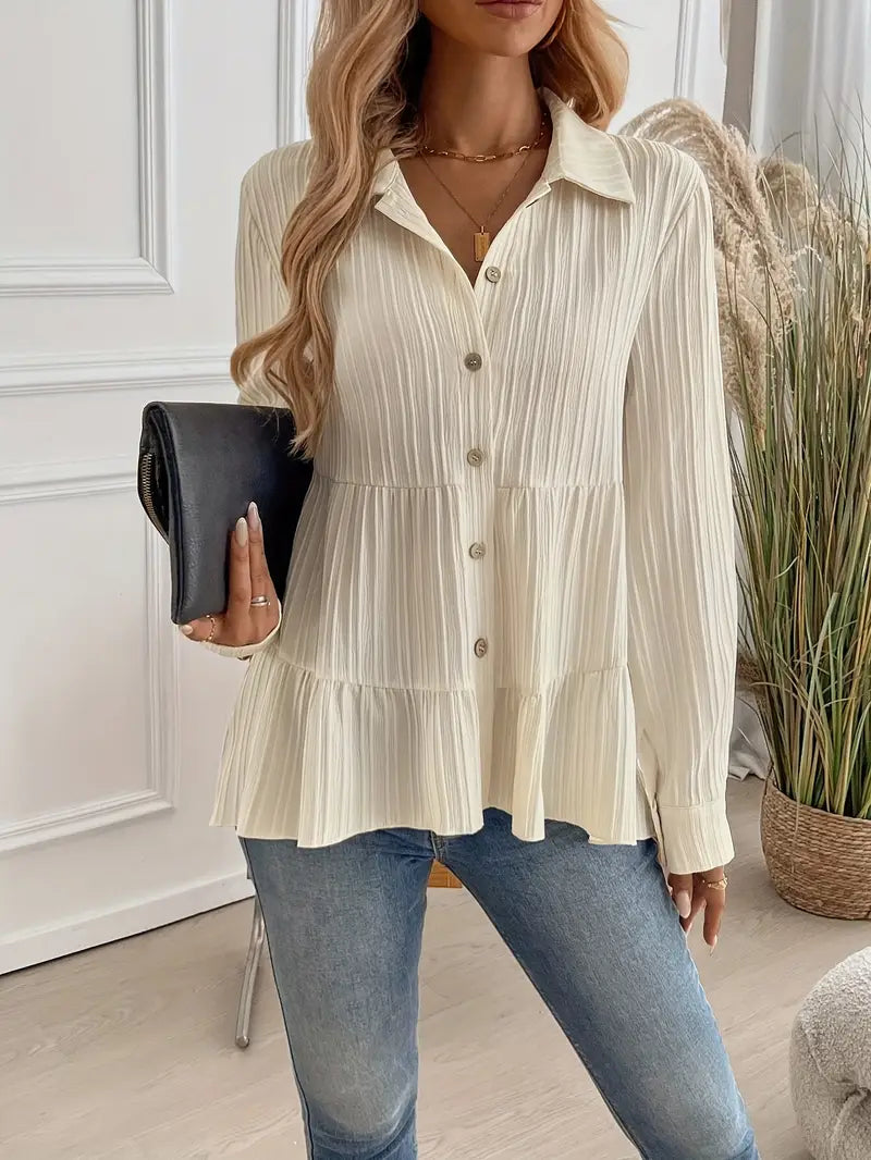 Majlinda - Elegante Camicia a Maniche Lunghe Con Bottoni