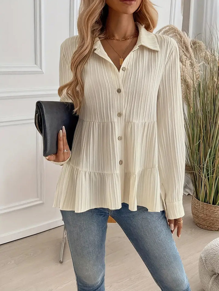 Majlinda - Elegante Camicia a Maniche Lunghe Con Bottoni
