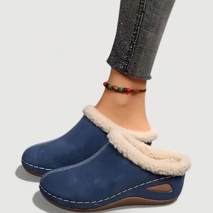 Achly - Pantofole Con Zeppa in Denim Felpato