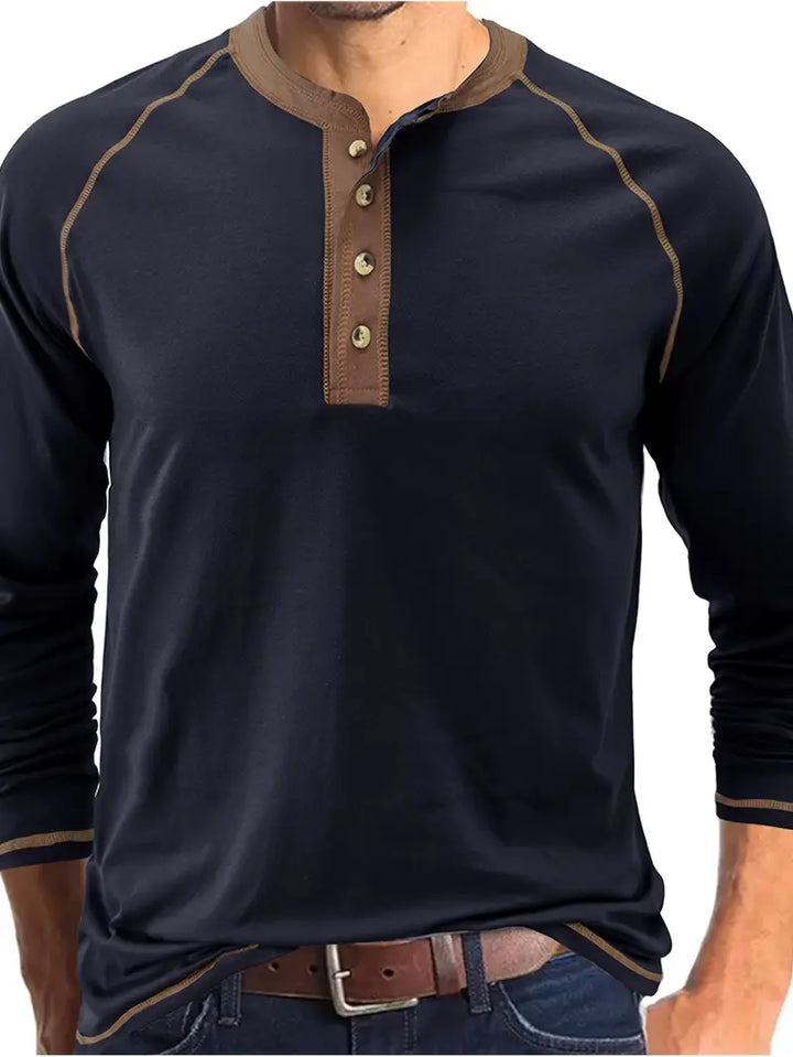 Sharma - Camicia Henley a Maniche Lunghe Con Collo Rotondo