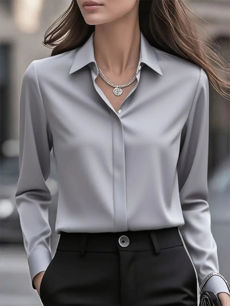 Amiliana - Elegante Camicia a Maniche Lunghe ConBottoni