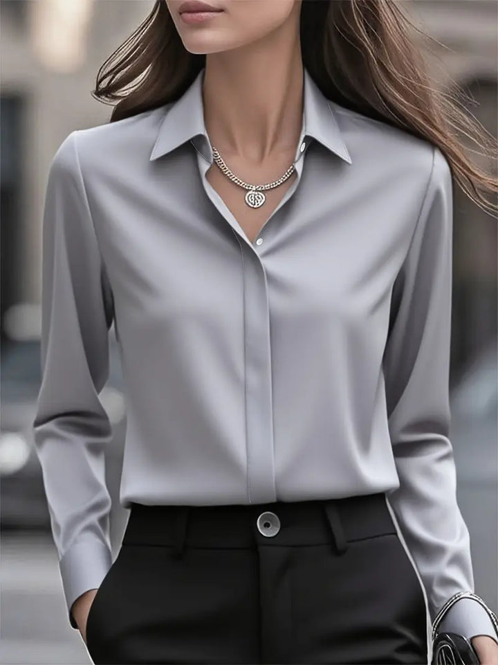 Amiliana - Elegante Camicia a Maniche Lunghe ConBottoni
