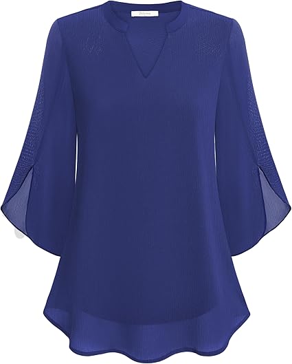 Marijana - Camicetta In Chiffon Con Scollo a V e Linea Ad A