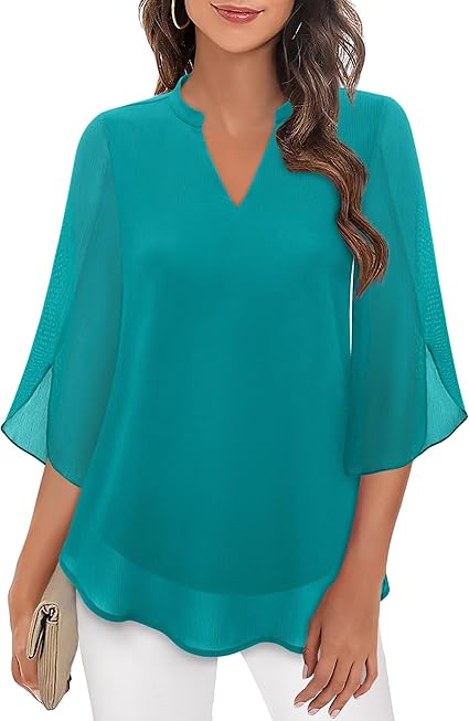 Marijana - Camicetta In Chiffon Con Scollo a V e Linea Ad A