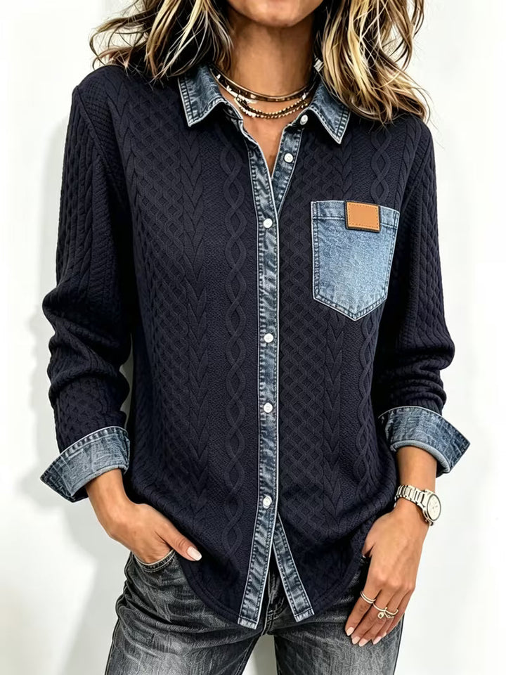 Leoora - Camicia a Maniche Lunghe Con Tasche Applicate