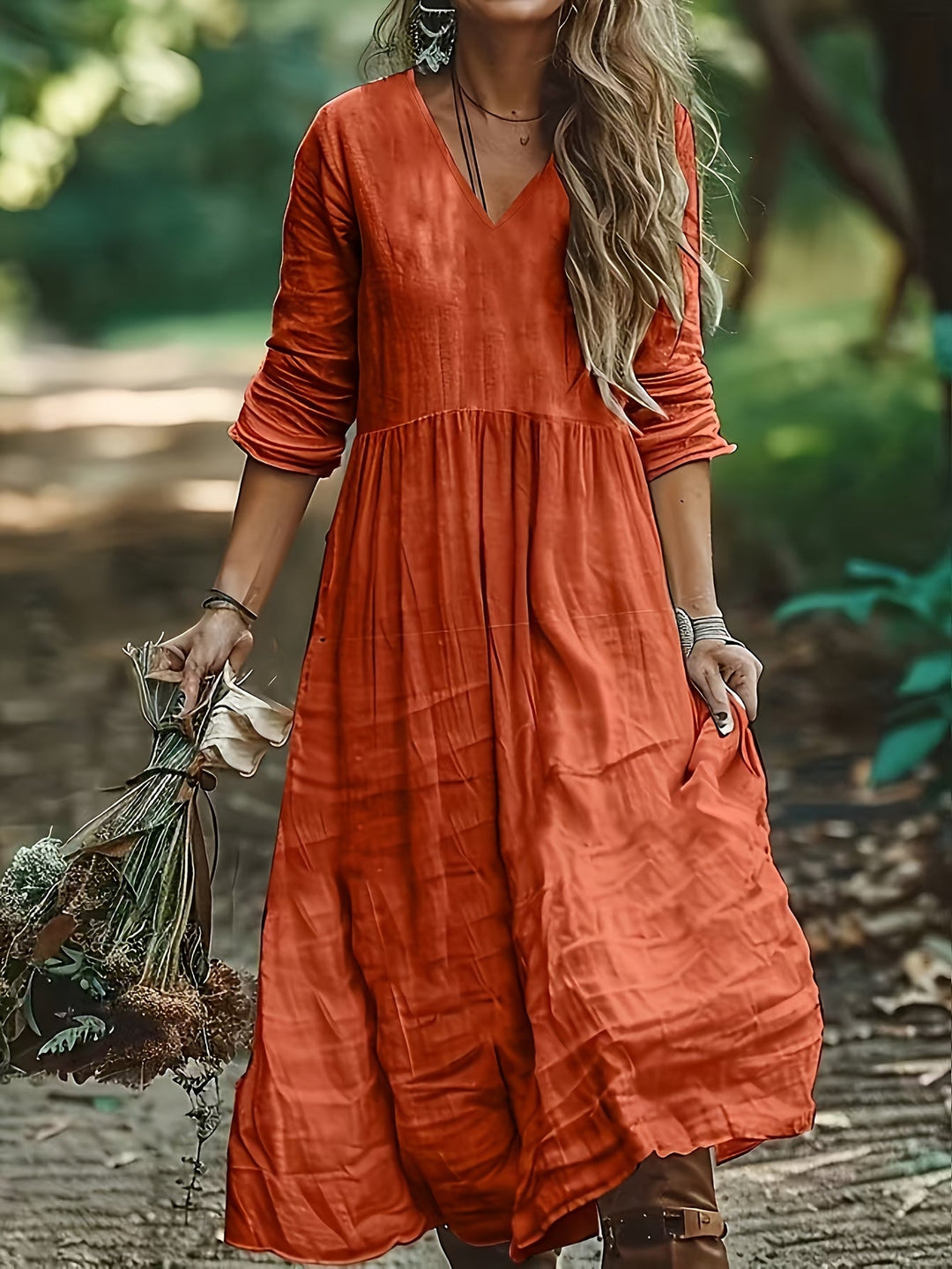 Shirron - Abito Lungo Alla Moda Con Scollo a V