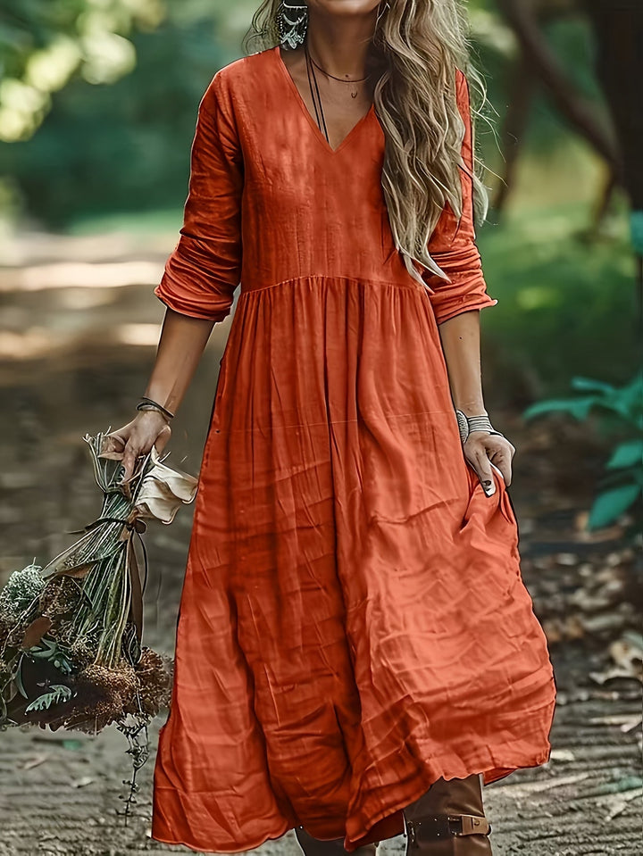 Shirron - Abito Lungo Alla Moda Con Scollo a V