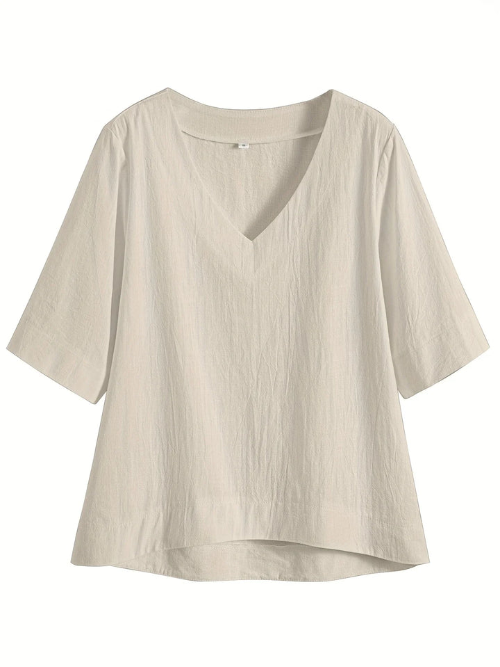 Mattea - Casual Vestibilità Ampia Top Con Scollo a V