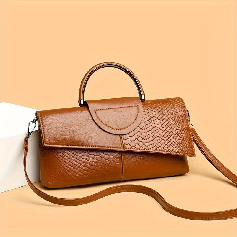 Geetika - Borsa Retrò in Pelle Di Coccodrillo Con Cerniera