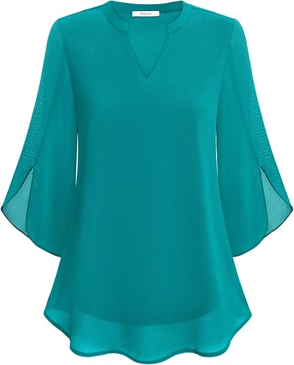 Marijana - Camicetta In Chiffon Con Scollo a V e Linea Ad A