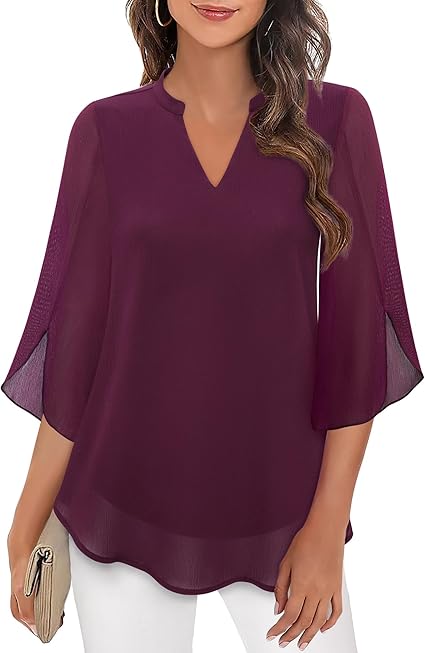 Marijana - Camicetta In Chiffon Con Scollo a V e Linea Ad A