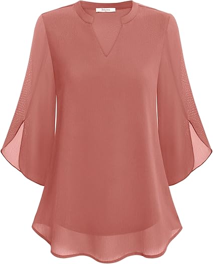 Marijana - Camicetta In Chiffon Con Scollo a V e Linea Ad A