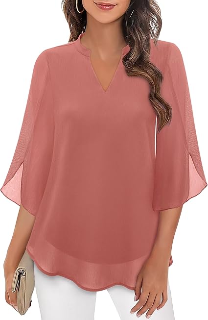 Marijana - Camicetta In Chiffon Con Scollo a V e Linea Ad A