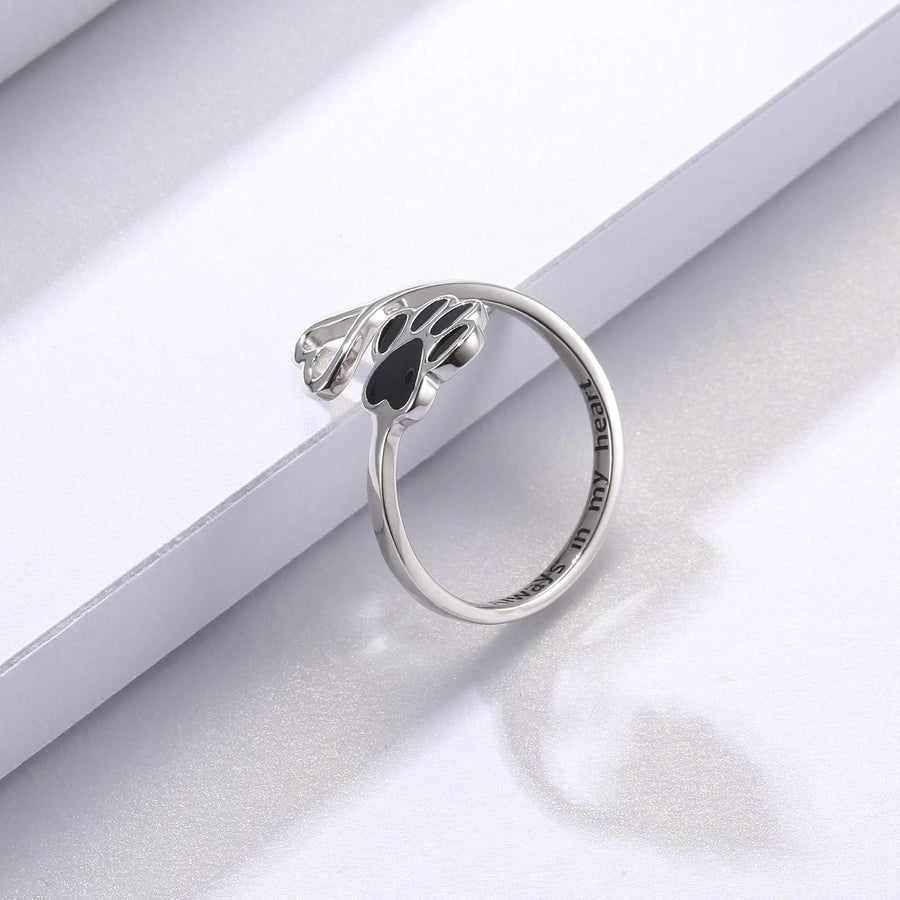 HeartPaw - Anello Realizzato a Mano con Impronta di Zampa e Cuore