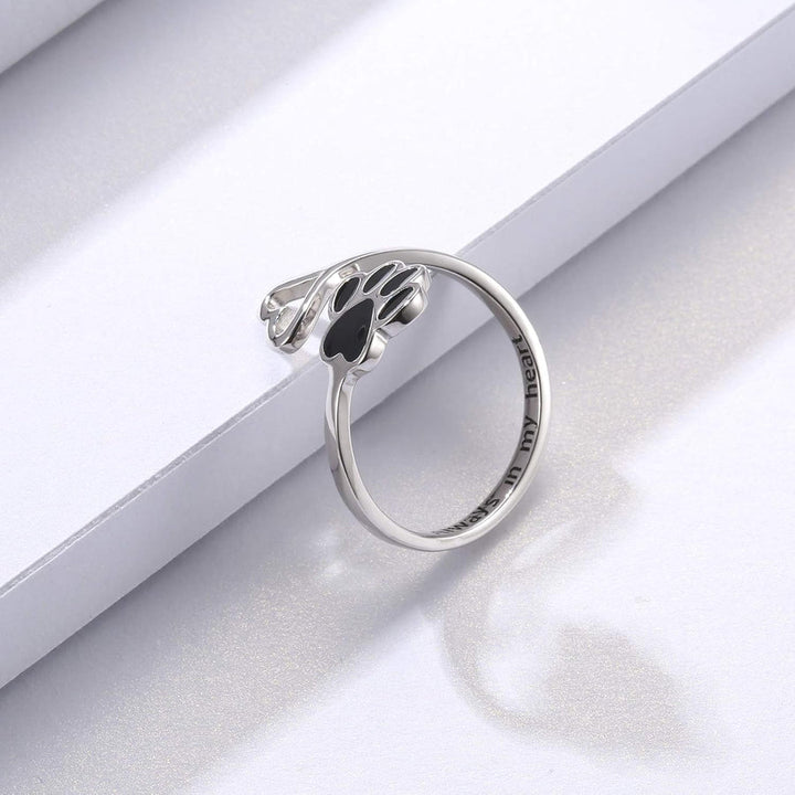HeartPaw - Anello Realizzato a Mano con Impronta di Zampa e Cuore