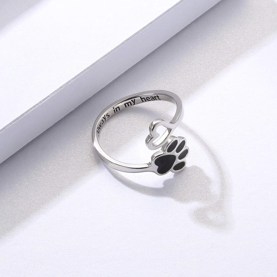 HeartPaw - Anello Realizzato a Mano con Impronta di Zampa e Cuore
