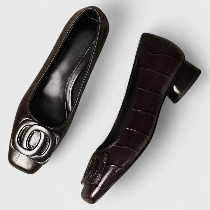 Antia - Eleganti Ballerine Con Punta Quadrata Fibbia e Tacco Basso