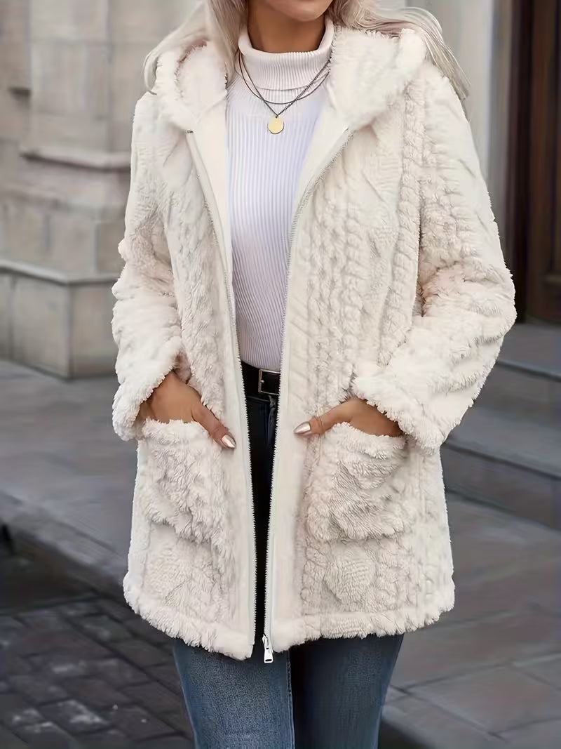Elima - Cardigan Con Cappuccio, Fodera in Peluche Su Entrambi I Lati E Chiusura Con Cerniera
