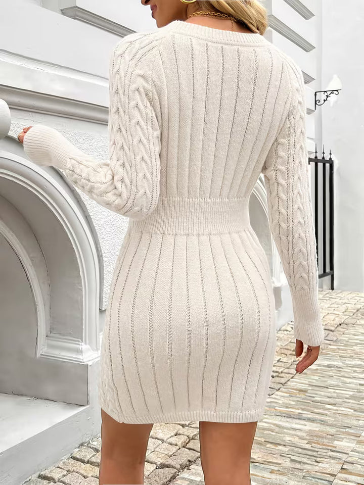 Lilona - Abito-Maglione Aderente a Maglia Intrecciata