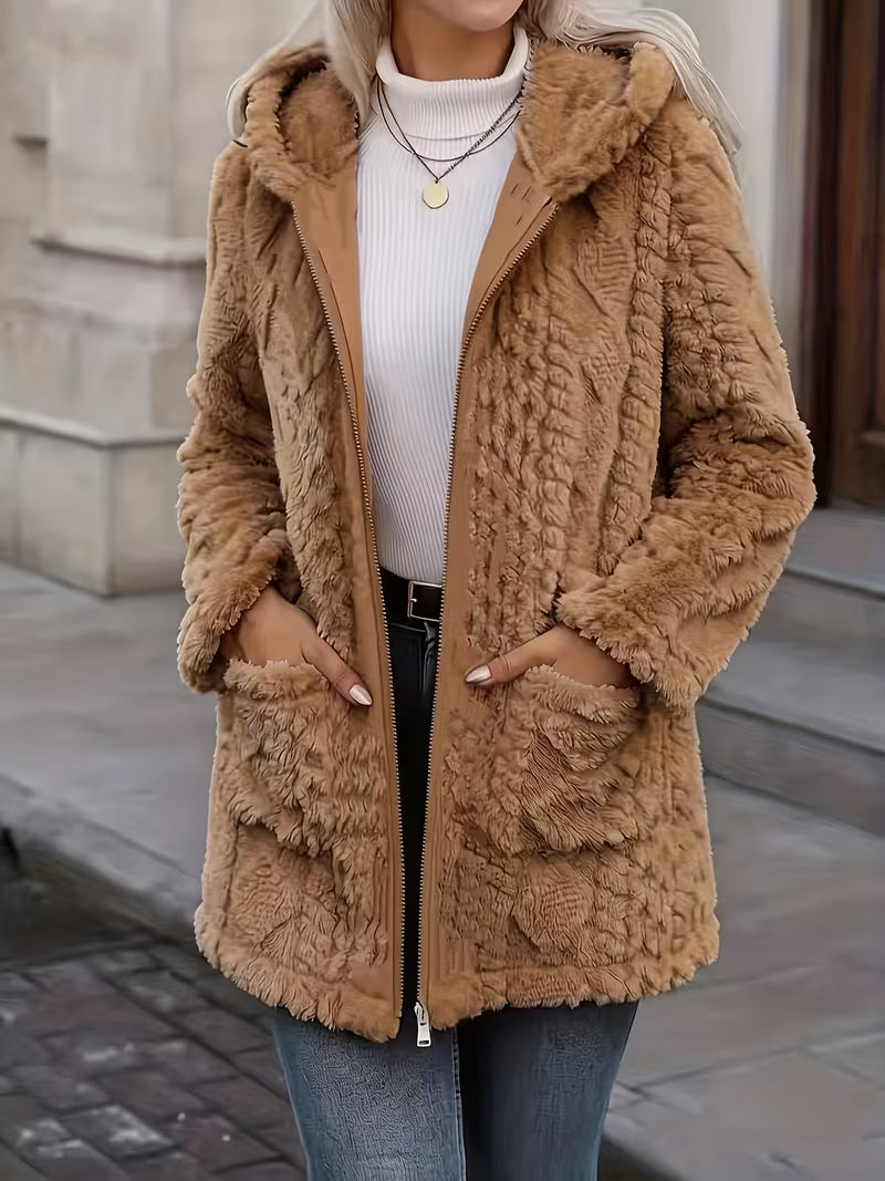 Elima - Cardigan Con Cappuccio, Fodera in Peluche Su Entrambi I Lati E Chiusura Con Cerniera