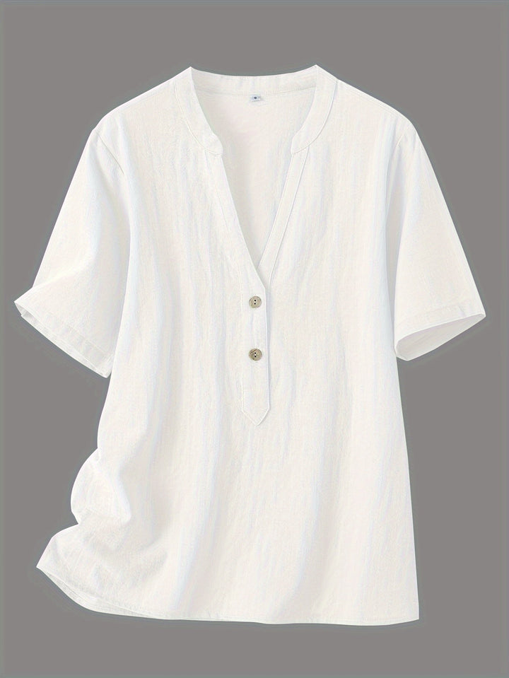 Sharron - Elegante Camicetta Con Scollo a V e Abbottonatura