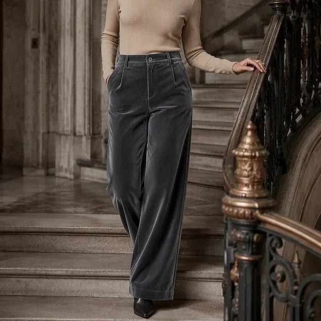 Jana - Pantaloni Vita Alta Gamba Larga