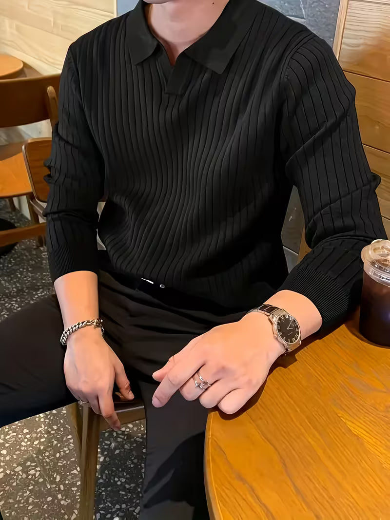 Kaeran - Elegante Maglione Polo in Maglia a Coste