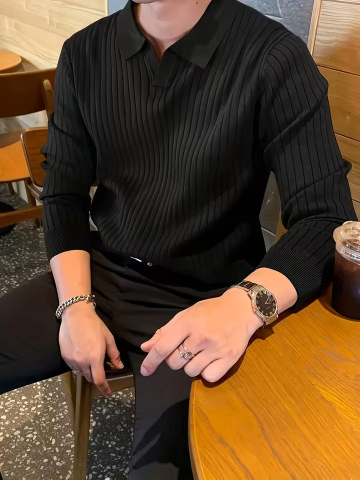 Kaeran - Elegante Maglione Polo in Maglia a Coste
