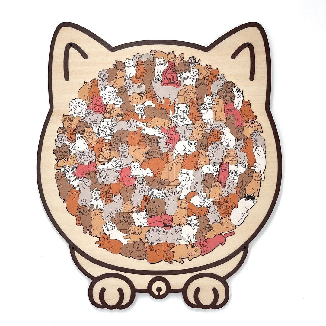 KittyCluster - Puzzle In Legno a Forma Di Gatto Da 135 Pezzi