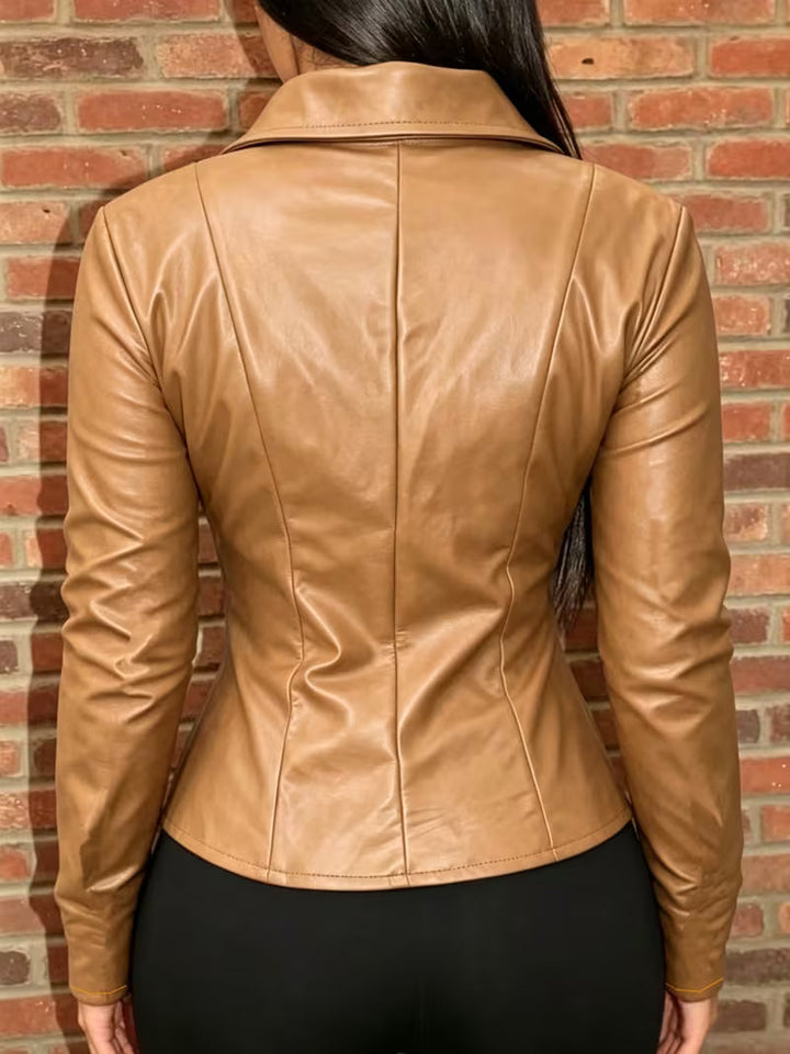 Shiona - Giacca in Pelle Con Tasche Anteriori