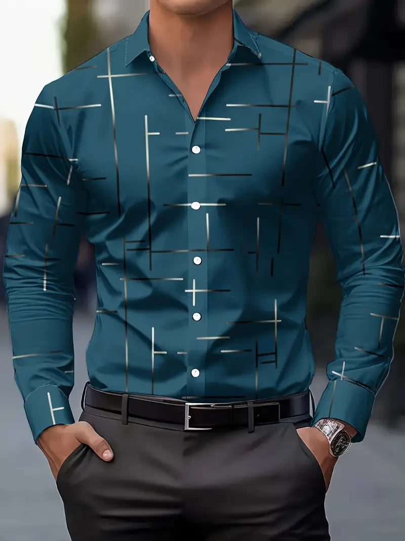 Nerio - Camicia a Maniche Lunghe Con Stampa Geometrica
