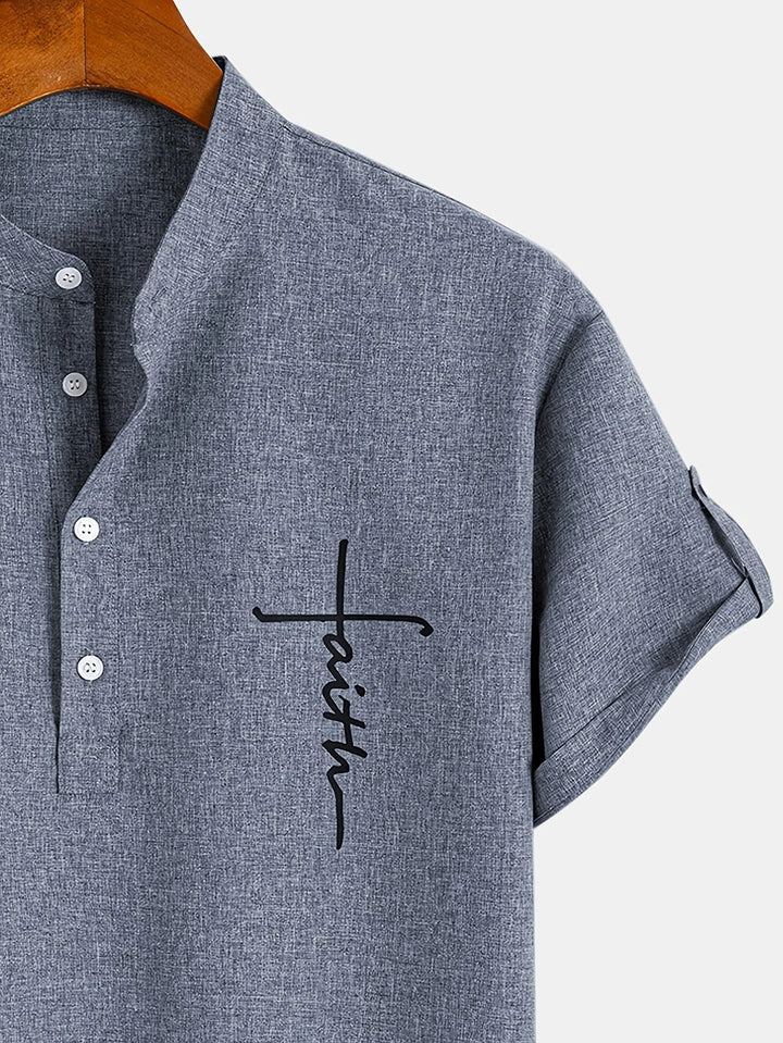 Elliott - Elegante Camicia a Maniche Corte Con Collo Alto