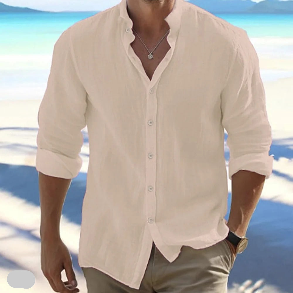 Macsen - Camicia Casuale Da Spiaggia Con Colletto Rialzato