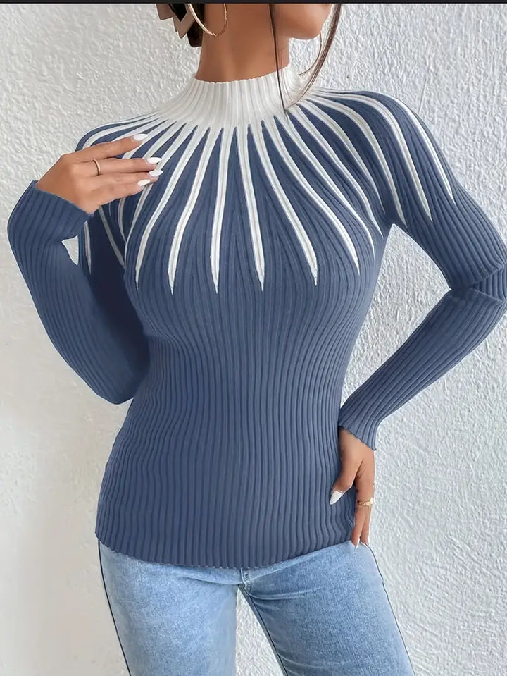 Maider - Elegante Maglione a Maniche Lunghe Con Collo Alto