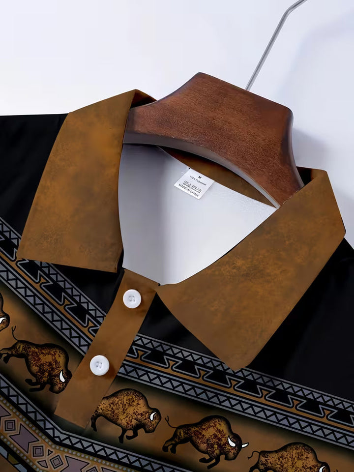 Tamas - Polo Casual Vintage Con Stampa 3D a Colori