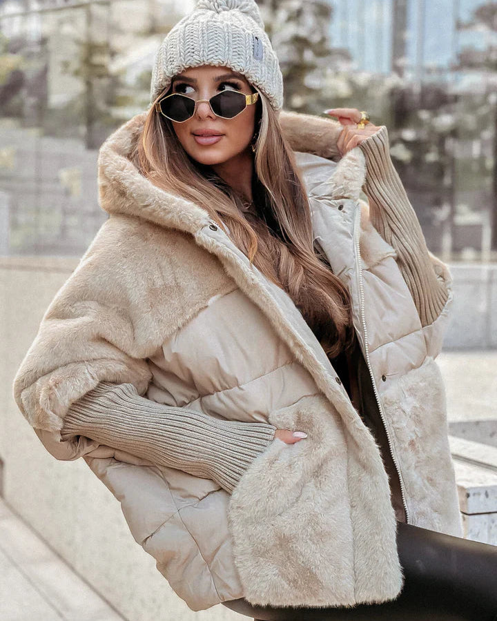 Marieme - Cappotto a Maniche Lunghe Con Pelliccia