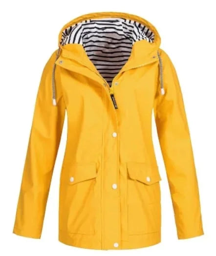 Ilektra - Elegante Manica Lunga Impermeabile Cappuccio Giacca