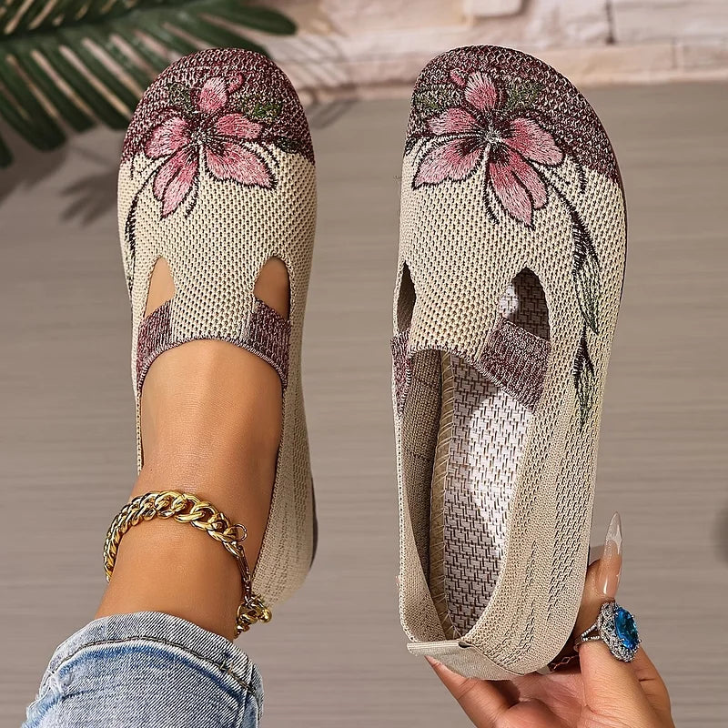 Martine – Scarpe In Maglia Traspirante Con Ricami Floreali