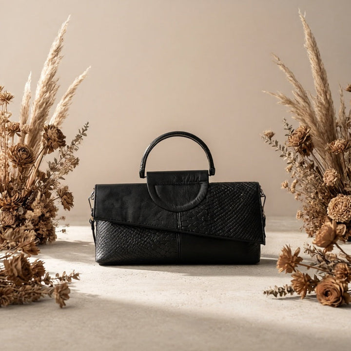 Geetika - Borsa Retrò in Pelle Di Coccodrillo Con Cerniera