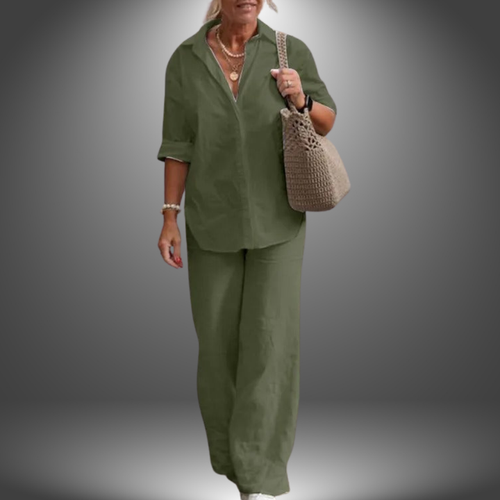 Ismini - Camicia e Pantaloni in Cotone Fatti a Mano