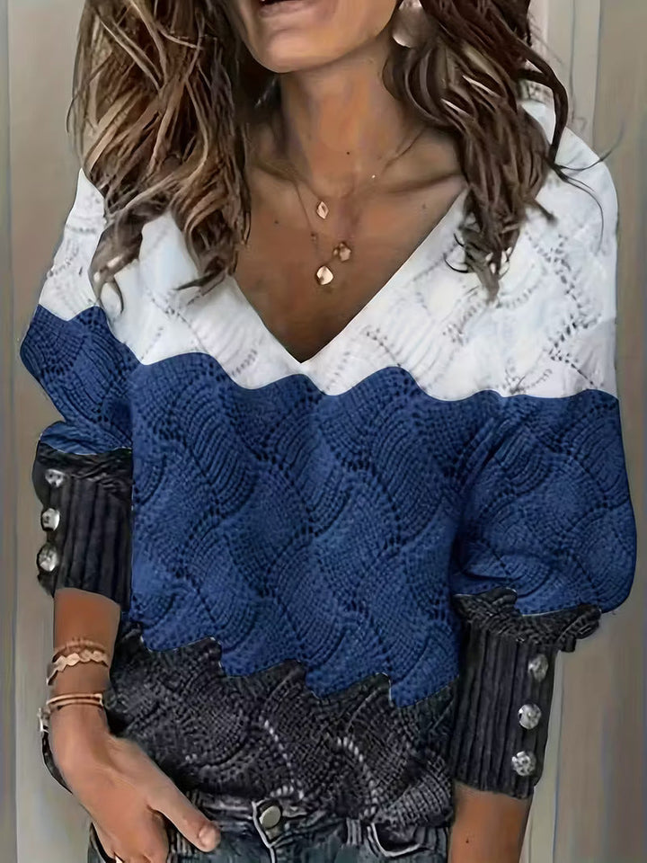 Sinara - Elegante Maglione Con Scollo A V E Maniche Lunghe