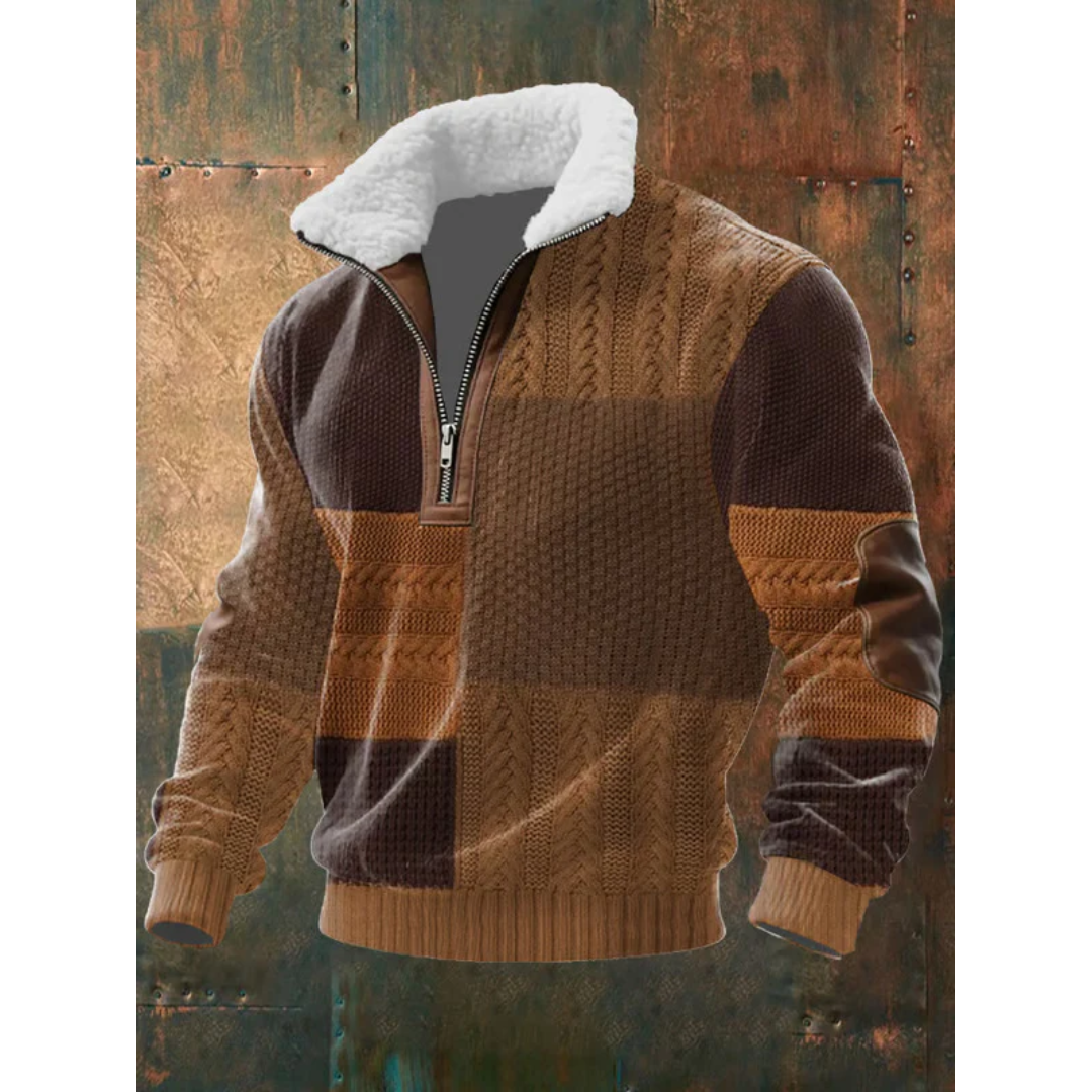 Ibrahima - Maglione In Pile Con Collo Alto e Zip
