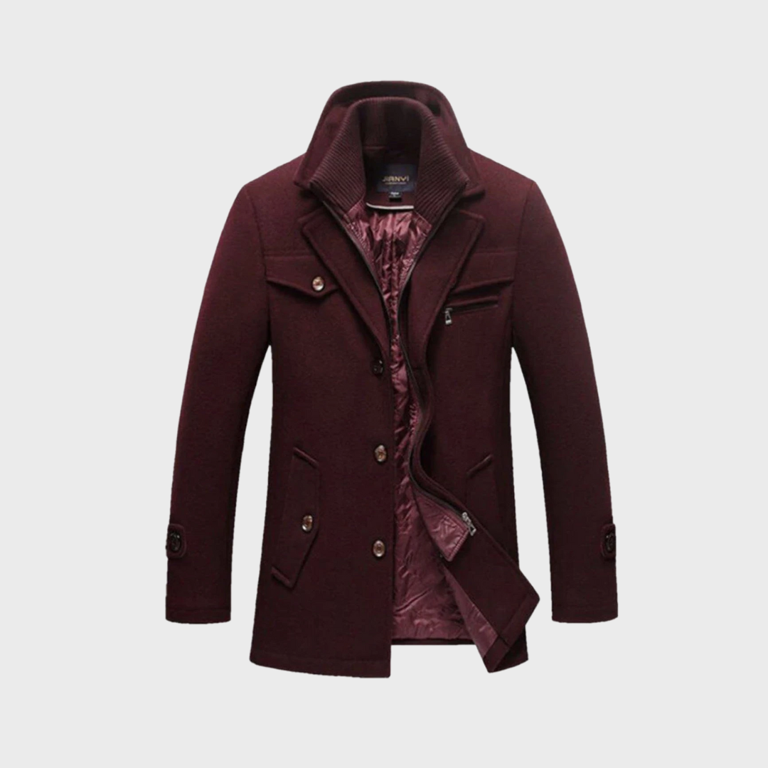 Sabron - Cappotto Trapuntato In Lana Con Zip Frontale