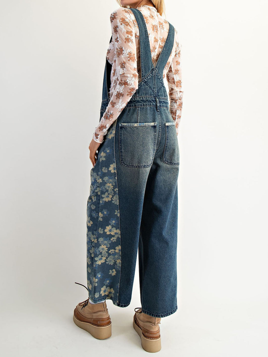 Yalita - Salopette in Denim con Fiori